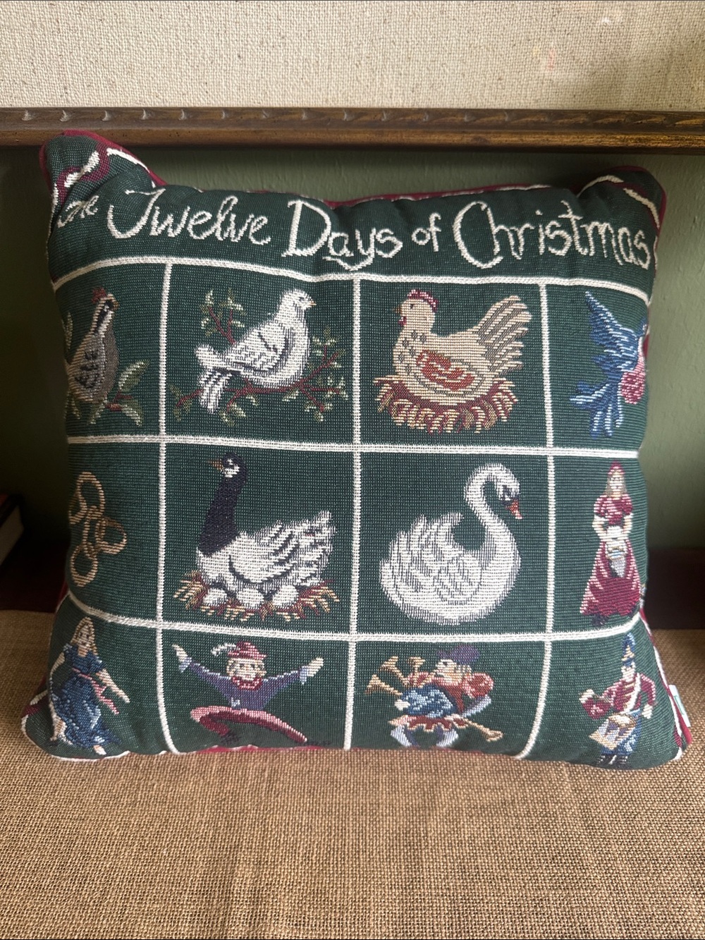 Riverdale Tapestry Twelve Days of Christmas Decorative Holiday Pillow USA